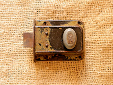 Antique Zeiss Ikon Door Latch Brass Knob, Black Finish, Functional, English Made
