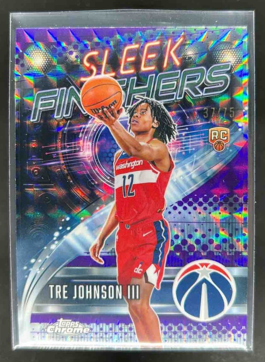 2025-26 Topps Chrome Tre Johnson III Sleek Finishers RC Geometric Purple #37/75