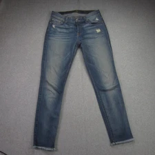 Lucky Brand Jeans Womens 26 Blue Ankle Mid-Rise Skinny Distressed Fray Hem USA