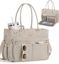 Teacher Tote Bag for Women,15.6" Laptop Work Tote Computer Bag,Quilted Bible Bag