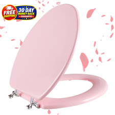 Wood Toilet Seat, Zinc Alloy Hinges Elongated, Pink Elongated Toilet Seat, Scr