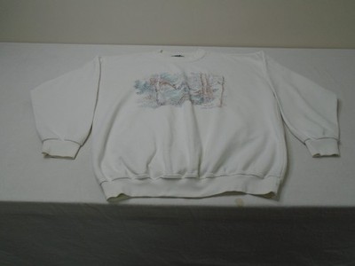 VTG Northern Reflections Sweatshirt Mens Large White Deer Nature Graphic 90s