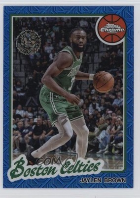2025 Topps 1980-81 Chrome Silver Pack Blue Refractor 102/150 Jaylen Brown 03qw