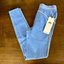 Alo Yoga Leggings Airbrush High Waist Heart Throb Crystal Blue / White SZ S NEW