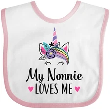 Inktastic My Nonnie Loves Me Unicorn Baby Bib Childs Clothes Shower Clothing