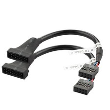 2 PCS USB 2.0 9Pin to USB 3.0 19Pin Adapter Cable Motherboard Converter Black