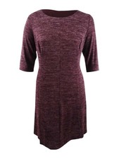 Connected Women's Fit & Flare Sweater Dress (10, Burgundy) 888815700144