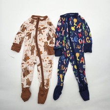 LOT 2 Little Sleepies 3-6M "Boy" Gender Neutral Bamboo Bear Alphabet