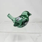 Vintage Fenton Hand Painted Emerald Green Signed A Meeks Glass Bird Figurine