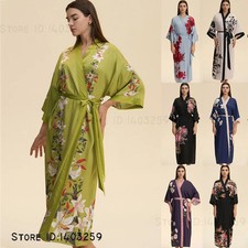 Large Size Long Robe Home Dressing Gown Print Flower no Gown Bathrobe Night