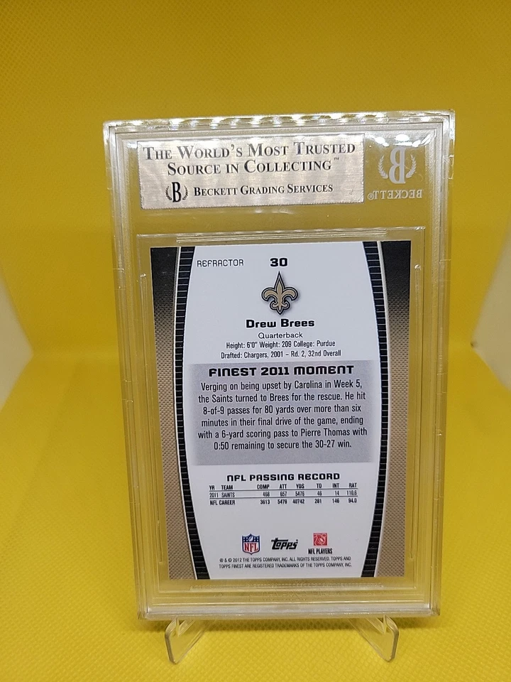 2012 Topps Finest #30 Drew Brees Prizm Refractor Saints Super Bowl Champion HOF! - Image 2 of 2