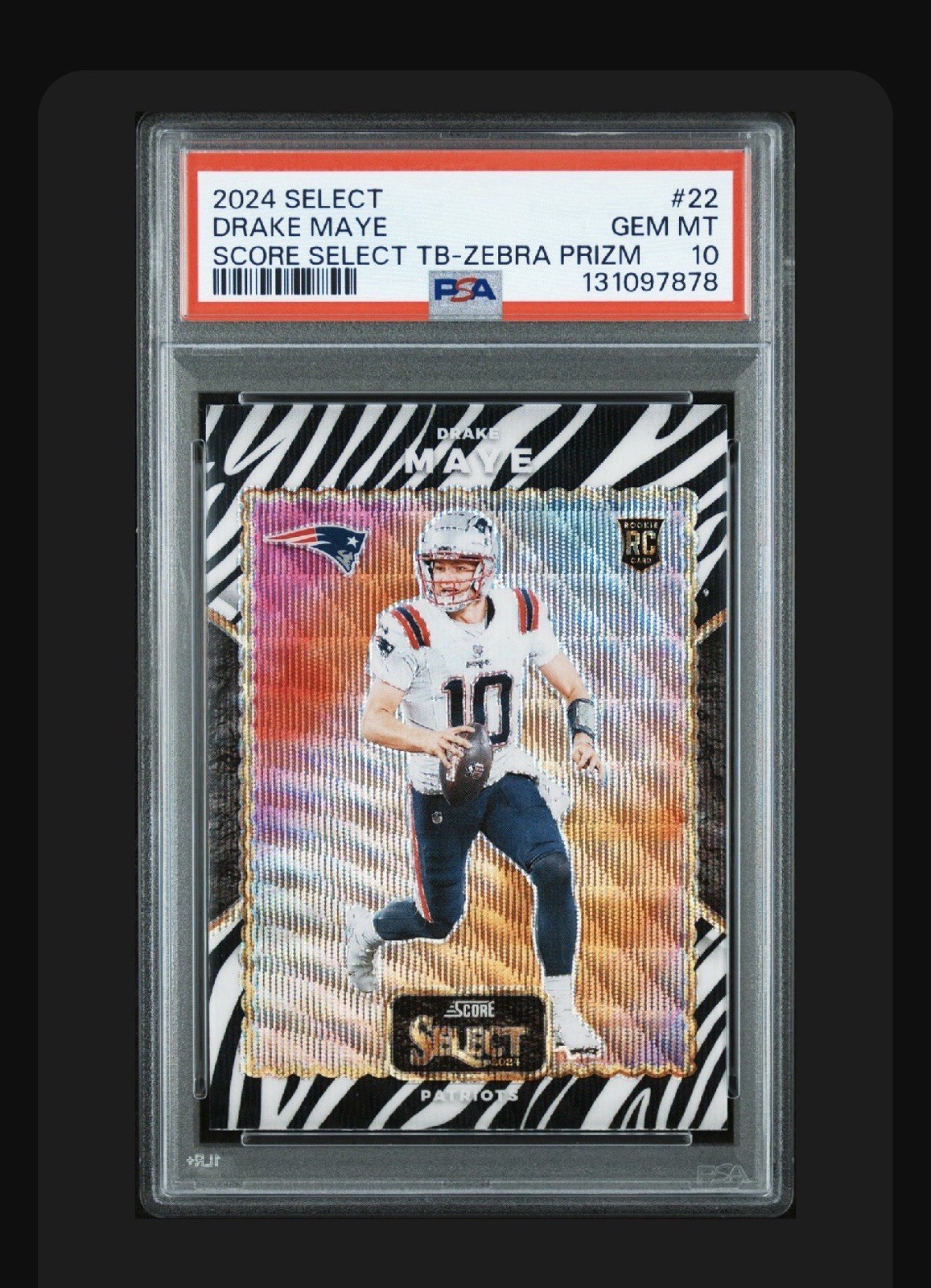 Drake Maye Panini Select Score Select Throwback #22 Zebra