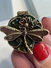 Vtg Monet Dragonfly Floral Enameled Jeweled H...