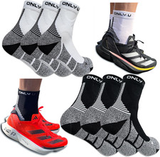 3-PAIR Athletic Running Socks, Arch Support Moisture Wicking, Quarter High Sock