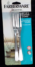 Set of 2 FARBERWARE Seafood FORKS Stainless Steel For Crabs/Lobster/Clams 6.25"