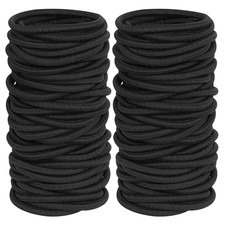 120 Black Hair Ties for Thick Curly Hair - Durable Elastic Bands for All