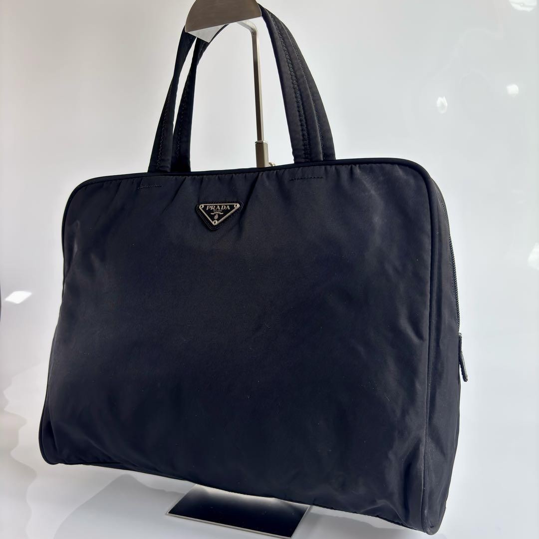 PRADA Nylon Tote Bag with Triangle Logo A4 Size Handbag Japanese Import