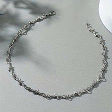 Retro Thorn Pendant Necklace Barbed Chain Collarbone Punk Adjustable Men Jewelry
