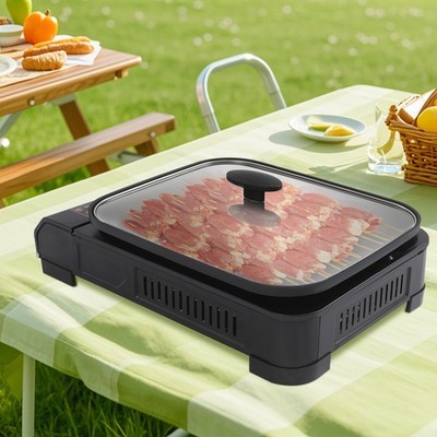Butan-Kocher mit Grillpfanne Tragbarer Camping-Gasherd Gas-Grillkocher 2,1KW