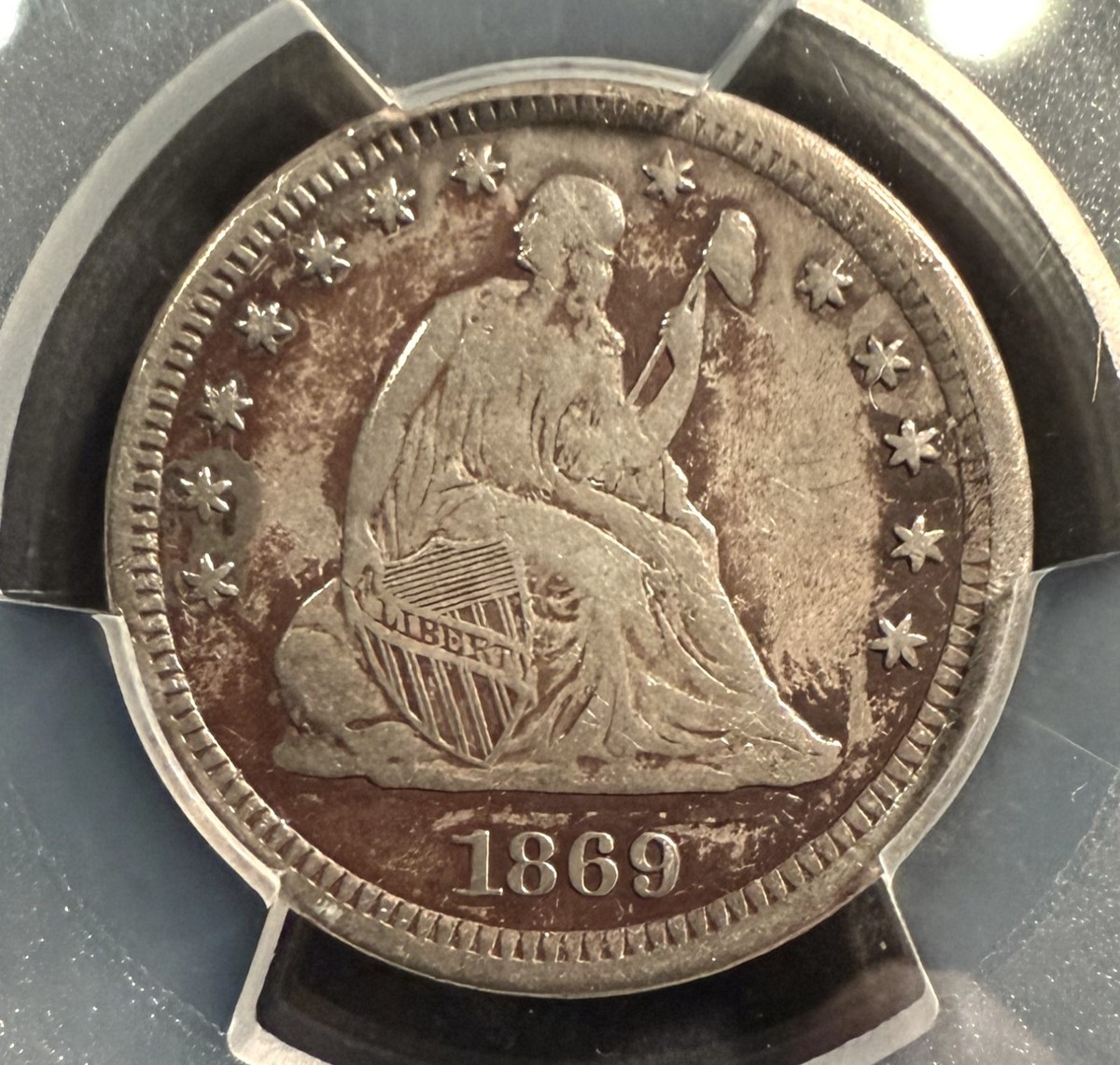 1869-S Seated Liberty Silver Quarter - PCGS VF Details - Key Date