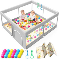 Baby Playpen with Mat 50X50 Inch, Playpen with Colorful Ball for Babies and Todd