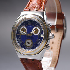 【Near Mint】 Orologio Uomo Swatch Irony Chronograph AG-2007 Quadrante Blu Romano 4J