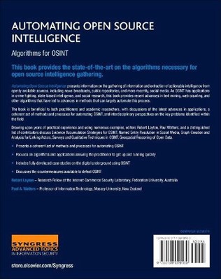 Automating Open Source Intelligence: Algorithms for OSINT by Robert Layton (Engl