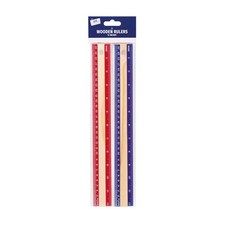 2 Pack 12 Inch Wooden Rulers | 30cm Measuring Rulers for School Office & Home