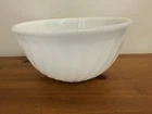 VTG FIRE KING Mixing Bowl Milk Glass White Swirl Anchor Hocking 8.5x4.5”