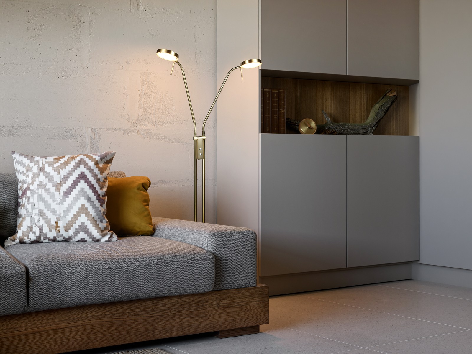 Lampada da terra moderna con 2 luci dimmerabili foto 5