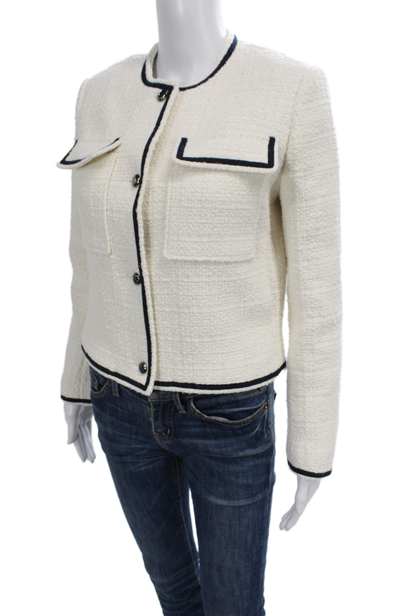 Ba&Sh Womens Classic White Button Front Jacket Long Sleeve Size 2 View 3