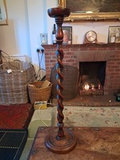 Vintage/antique, Tall Wooden Barley Twist Pillar Candle Holder 25 Inches Tall 