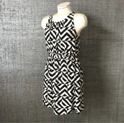 Francesca s Birdcage Collection Black/White Geometric Print Dress