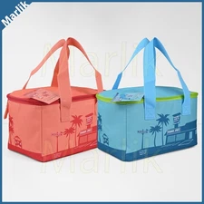 2 X  Trader Joe's Mini Insulated Cooler Lunch Bag, Blue & Peach, LIMITED EDITION