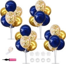 4 Set Navy Blue Gold Balloon Stand Kit Table Centerpiece Graduation 2026 Party