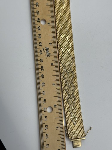 Vintage 18K Gold Plated De Cesare Mesh Bracelet Heart Diamond Pattern Beautiful - Picture 11 of 13