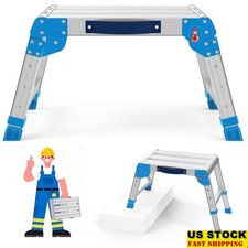 Portable Adjustable Aluminum Work Platform Ladder 600LBS Non-Slip Folding Step