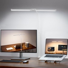 Voncerus LED Desk Lamp for Home Office, Double Head Architect Light White Pro