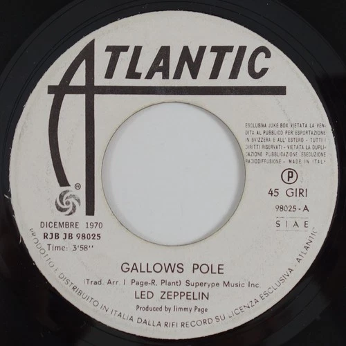 LED ZEPPELIN Gallows Pole SUPERB COND Italy PROMO 45 DEMO italian Cactus HEAR!