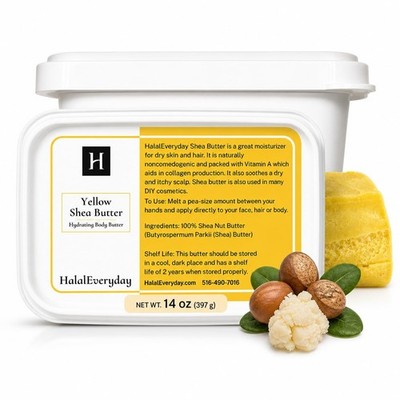 HalalEveryDay Raw African Shea Butter 14 oz Pure Unrefined Skin Hair Pack of 2