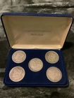 Lot of 5 Morgan SILVER Dollars 90% SILVER Coin Set in Display Case