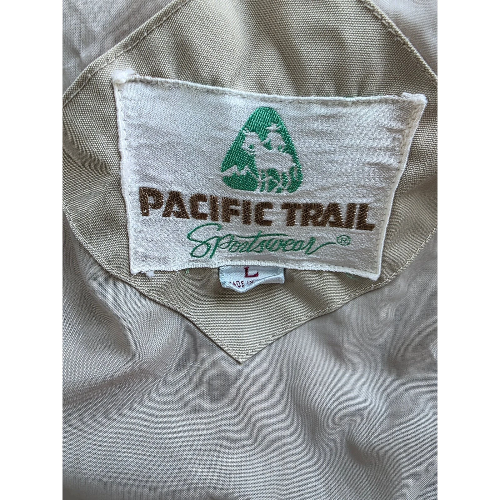 VTG 90s Pacific Trail Sportswear Hooded Windbreaker Jacket Beige Mens L image 3