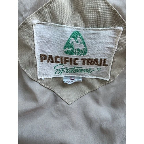 VTG 90s Pacific Trail Sportswear Hooded Windbreaker Jacket Beige Mens L image 3