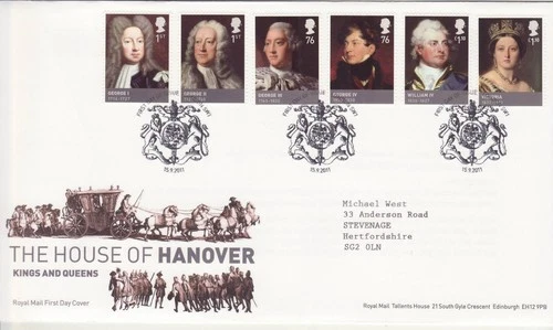 GB Stamps First Day Cover Kings & Queens House of Hanover, royalty, VR SHS  2011