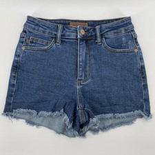 Judy Blue Denim Jean Shorts Size Small Stretch Raw Hem