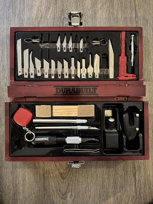 #ad Durabuilt Precision Hobby Knife amp; Carving Tool Set Wooden Case $29.99