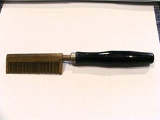 Vintage Pro Sink Brass Hot Oil Hair Straightener Comb w/ Wood Handle