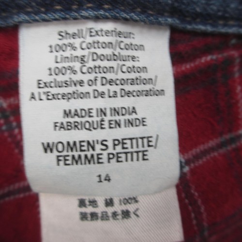 Eddie Bauer Jeans Womens 14 Petite Blue Plaid Flannel Lined Straight Leg Warm - Picture 10 of 11