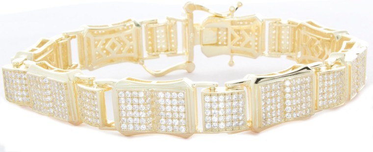 Мужской браслет MGB1 из стерлингового серебра с позолотой и кубическим цирконием Fancy Link 45390₽