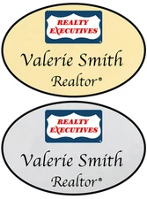 1 GOLD & 1 SILVER REALTY EXECUTIVES PERSONALIZED NAME BADGES SAFETY PIN FASTENER